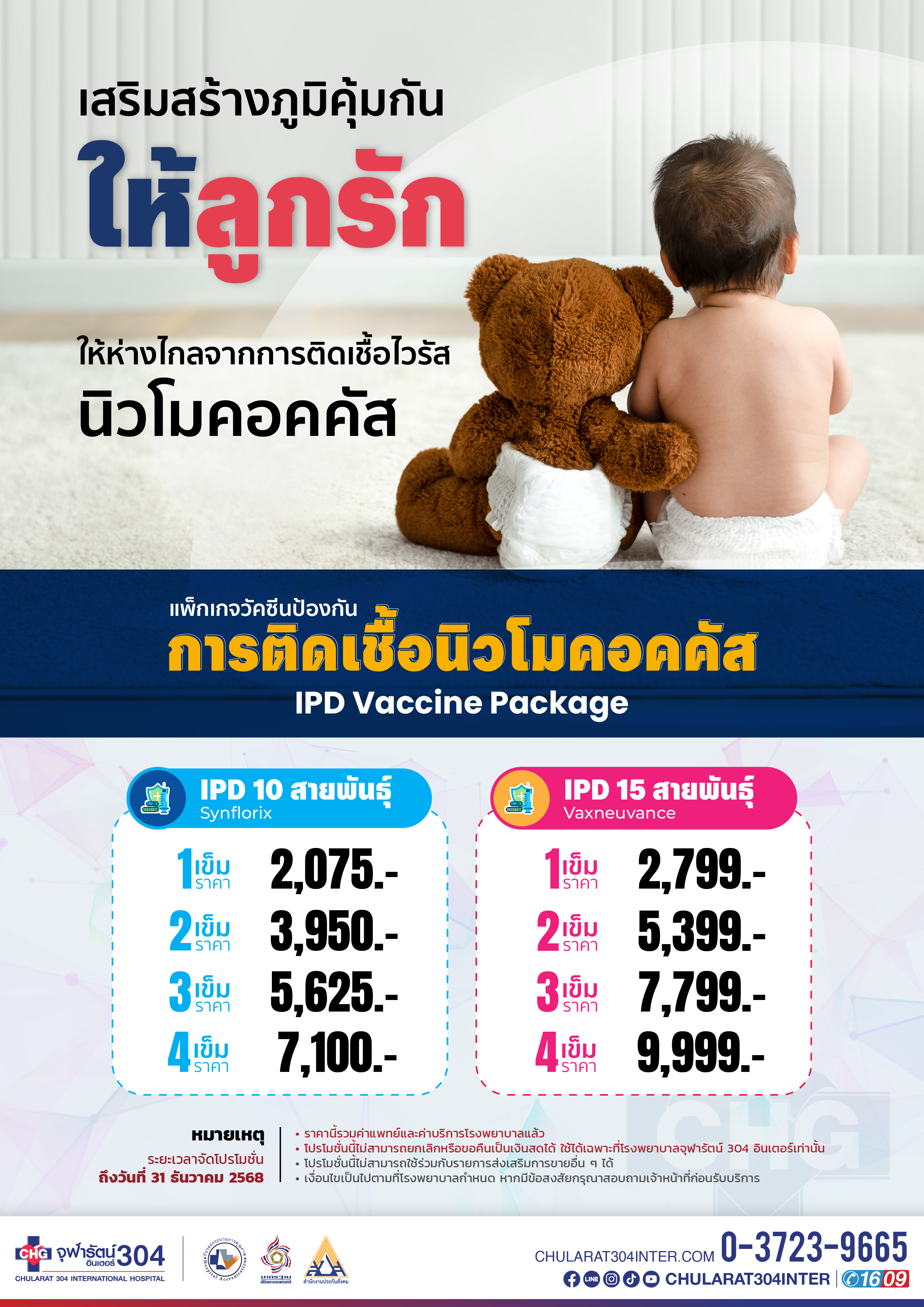 Package วัคซีนป้องกันเชื้อนิวโมคอคคัส (IPD Vaccine) - แพ็คเกจโปรโมชั่น - โรงพยาบาลจุฬารัตน์ 304 อินเตอร์